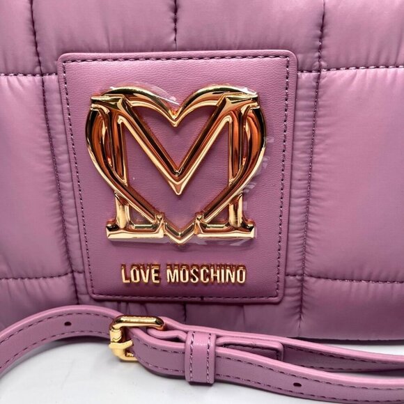 NWT LOVE MOSCHINO LILLA BORSA QUILTED CROSSBODY PUFFER BAG - Picture 10 of 13